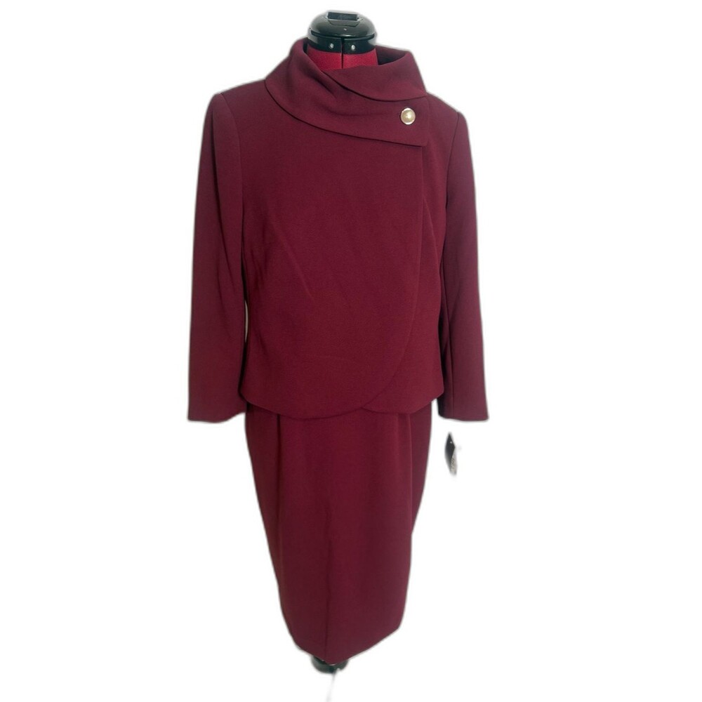 NWT Nipon Boutique Jacket Dress Size 6 Burgundy 2-Piece Jacket & Dress
